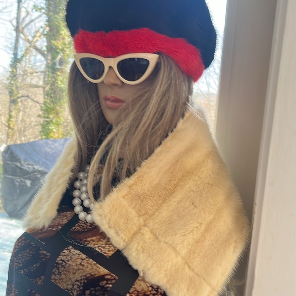 Mink Wrap Vintage Fur Handmade Scarf Wrap - Picture 1 of 9
